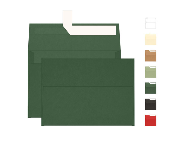 100 Pack Dark Green Envelopes 5x7, 5.25 x 7.25 in, 120GSM A7 Self Seal Printable Envelopes for Invitation, Photos, Bridal Shower, Wedding