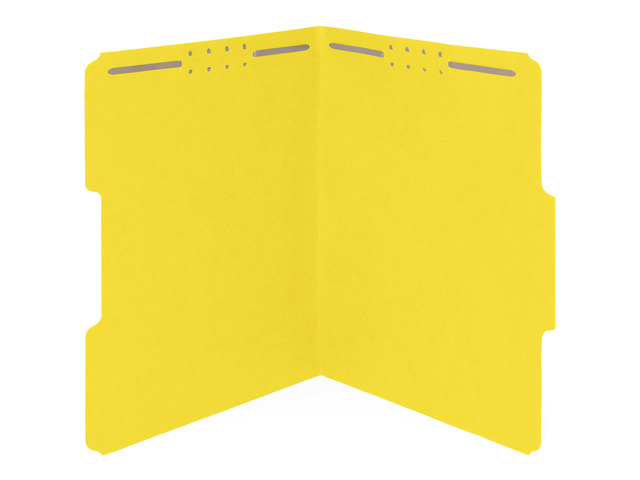 50 Yellow Fastener File Folders, Letter, 1/3 Cut Tab Durable 11pt Yellow Paper, Reinforced 1/3 Cut Tabs, 2 Prong Fasteners, Medical, Law Client and...