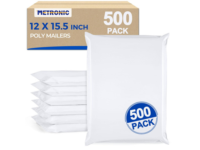 Poly Mailers 12x15.5 500pcs Bulk Shipping Bags for Business White Self Seal Waterproof Shipping Envelopes Mailers Poly Bags, Thick Mailing...