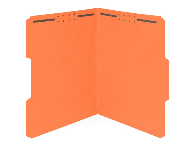 50 Orange Fastener File Folders, Letter, 1/3 Cut Tab Durable 11pt Orange Paper, Reinforced 1/3 Cut Tabs, 2 Prong Fasteners, Medical, Law Client and...