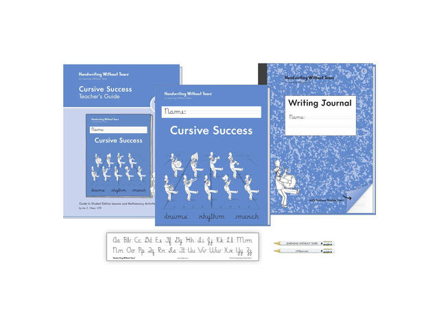 Handwriting Without Tears 4th Grade Cursive Set, Workbook, Guide, Journal Includes workbook, journal, teacher's guide, desk strip for ages 9+,build...