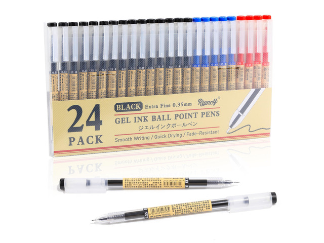 Japanese Style Black Blue & Red Gel Ink Pens, 0.35mm Extra Fine Point, No Smudge Quick Drying, Japanese Ink Pen for Journal Planners, Thin Notebook...