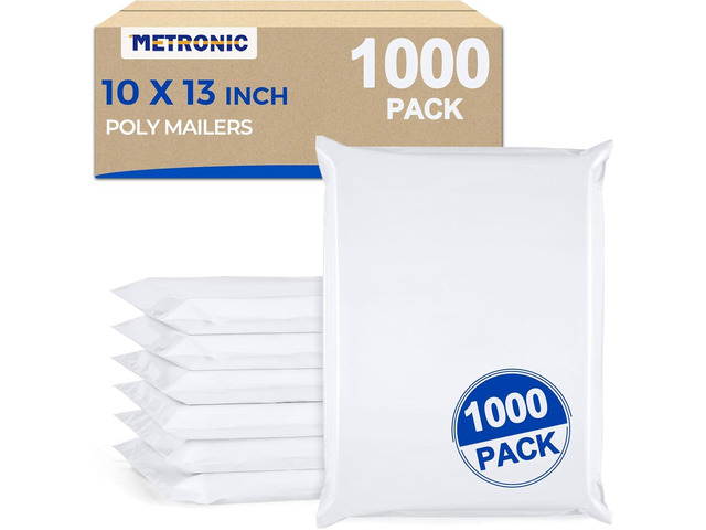Poly Mailers 10x13 1000 Pack, Self-Seal Shipping Bags for Clothing Thick Waterproof Tear-resistant Mailing Envelopes, Strong Packaging Bags for...