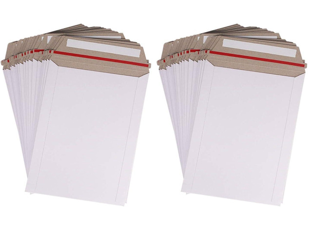 200 Pack 6X8 inch Self Seal Photo Document Mailers Stay Flat White Cardboard Envelopes White Photography Mailers for CD, Photos, Document