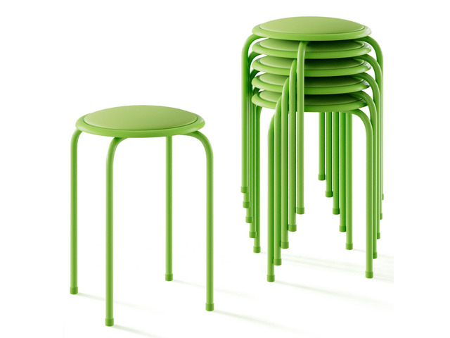 6-Piece Stacking Stools, 17 Inch Standard Height, Padded Seat & Steel Legs, Portable Stackable Decoration Stools for School Classroom and Office...