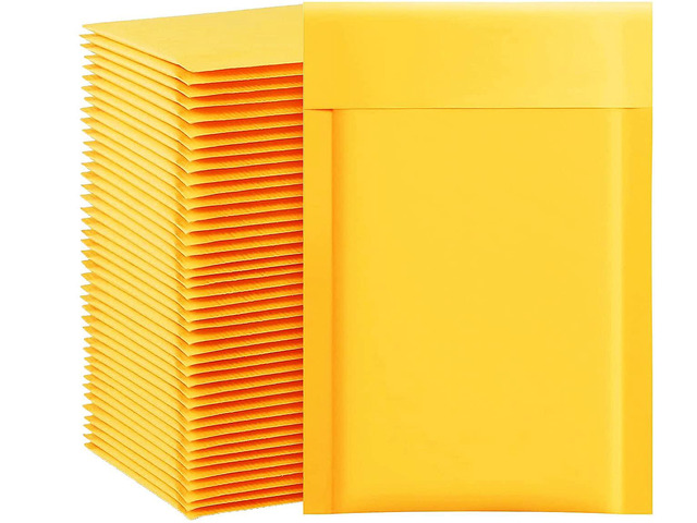 Kraft Bubble Mailers 4x8 Inch 100 Pcs,Small Self-Sealing Mail Shipping Bags,Yellow Padded Envelopes #000