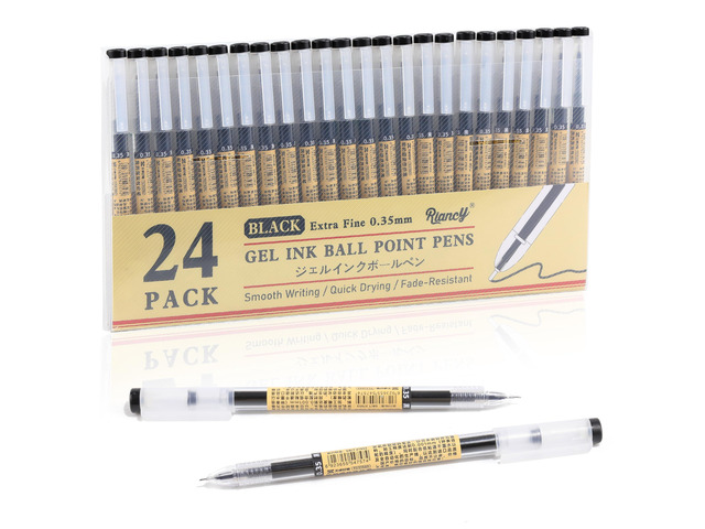 Japanese Style Black Gel Ink Pens, 0.35mm Extra Fine Point, No Smudge Quick Drying, Japanese Ink Pen for Journal Planners, Thin Notebook Paper,...