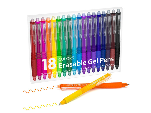 Erasable Gel Pens, 18 Colors Retractable Fine Point Erasable Pens Clicker for Back to School, Assorted Color Inks, Make Mistakes Disappear for...