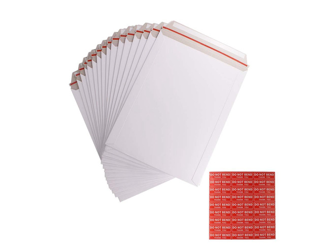 100 Pack 9X12 inch Self Seal Photo Document Mailers Stay Flat White Cardboard Envelopes White Photography Mailersfor CD, Photos, Document