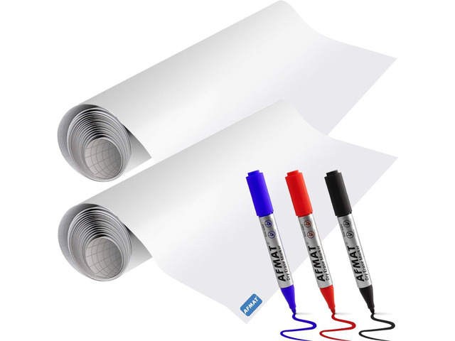 White Board Wallpaper, Whiteboard Roll, Stick on White Boards for Wall, 1.5x11ft Peel and Stick Dry Erase Roll, Stain-Proof, Super Sticky...