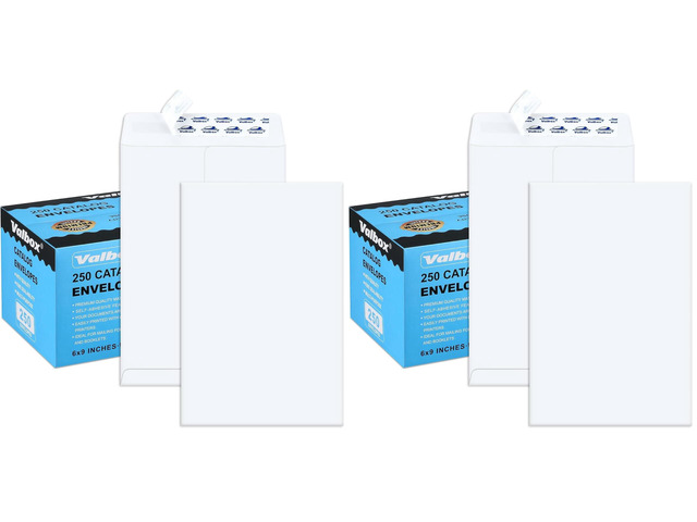 6x9 Self Seal Security Catalog Envelopes 250 Count Small White Envelopes for Mailing, Storage and Organizing (Pack of 2)