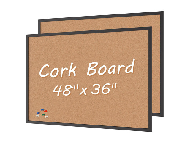 2-Pack Cork Board Bulletin Board 36 x 48, Black Wood Framed 4x3 Corkboard, Office Board for Wall Cork, Large Wall Mounted Notice Pin Board with 32...