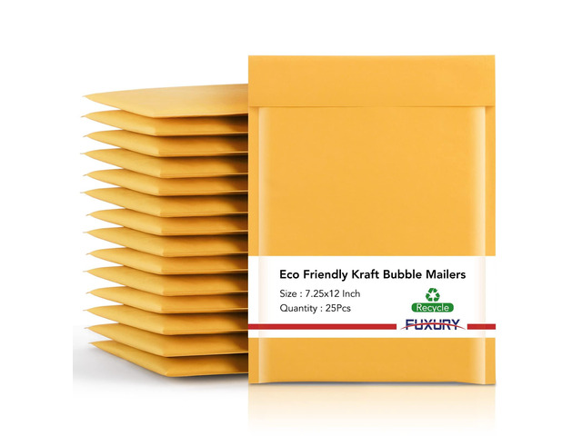 Kraft Bubble Mailers 7.25x12 Inch Yellow Padded Envelopes 25 Pack CD DVD Mailers,Strong Adhesion Bubble Envelopes, Waterproof Cushioned Shipping...