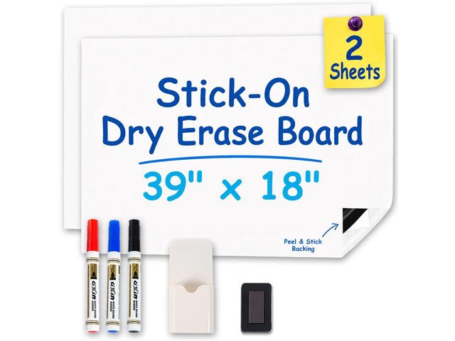 2-Pack, 39' x 18' Magnetic Whiteboard Contact Paper, Adhesive & No Ghosting Magnetic Dry Erase White Board Sticker for Wall Ideal for Playroom Home...