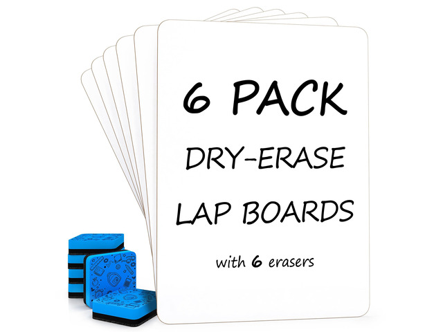 Small Dry Erase Whiteboards for Students, 6 Pack 9 x 12 Double Sided, 6 Board & 6 Erasers, Homeschool Whiteboard Set for Kids and Teachers, Easy to...
