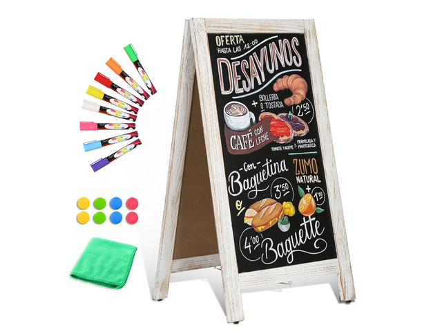Double-Sided Magnetic 40' x 20' White Chalk Board Sign Board Wooden A-Frame Sign, Sandwich Board Signs Outdoor, Chalkboard Easel, Menu Board for...