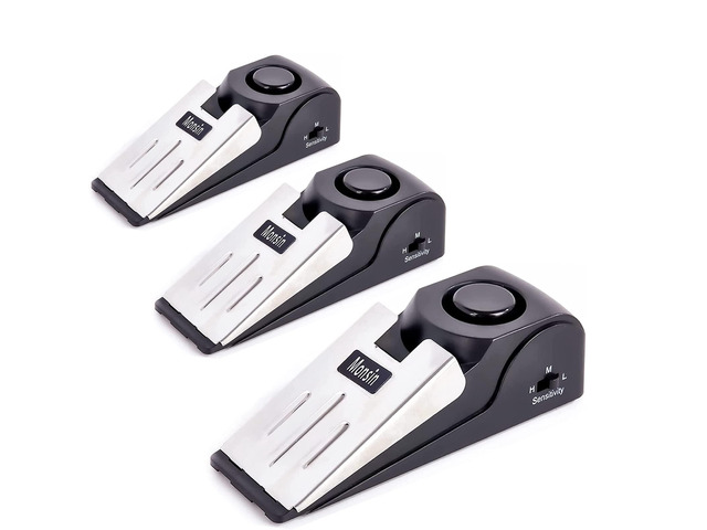 Door Stop Alarm, Door Stopper with 120DB Security Alarm, Floor Wedge Doorstop for Travel Apartment Home House (Pack of 3)