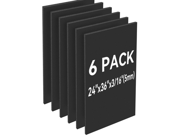 Foam Board 24x36 Inch, 6 Pack Black Poster Board, 3/16 Inch Thick High-Grammage Paper Facing, Lightweight, Easy to Cut and Draw, Painting, Display...