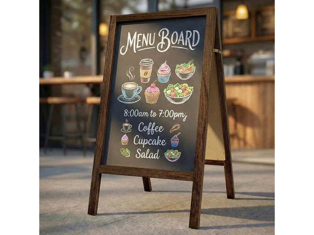A Frame Chalkboard Signs 40'x20', Extra Large Chalk Board, Brown Double-sided Chalkboard Easel Sign, Large Writing Area, Easy to Move and Set Up,...
