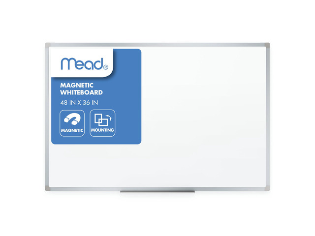 Dry Erase White Board, 48' x 36' Magnetic Whiteboard for Horizontal or Vertical Mount, White/Silver (SM85357)