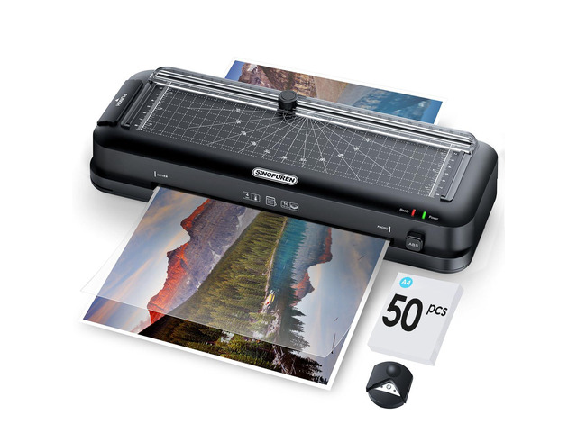 Teacher Laminator Kit, 5-in-1 Laminator with Built-in Paper Trimmer, Hole Punch & Corner Rounder, 50 Laminating Pouches, Fast 3-Min Warm-Up,...