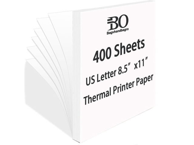 Thermal Paper 8.5 x 11 Inches for Thermal Printe, 400 Sheets, BPA-Free Single Thermal Printer Papers for N80, PD-A4 & Most Inkless Printers,...