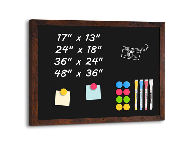Large Magnetic Chalk Board 48' x 36', Rustic Brown Chalkboard Sign, Blackboard, Wall Hanging, Menu Board, For Kitchen Office Home School, Includes...