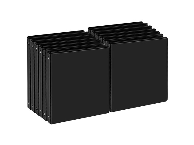 0.5 Inch Black 3 Ring Binders 12 Pack, Slim Clear View Binder with 2 Interior Pockets, 1/2 Inch Round Ring Holds 100 Sheets of 8.5' x 11' Paper for...