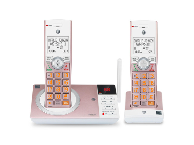CL82257 DECT 6.0 2-Handset Cordless Phone for Home with Answering Machine, Call Blocking, Caller ID Announcer, Intercom and Long Range, Rose Gold
