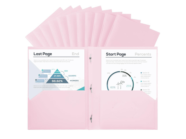 Plastic Project-Folder with 2 Pockets and 3-Prong Fasteners, for US Letter Size, Bulk Pack Color File-Folder for US Letter Size Papers, Ideal for...