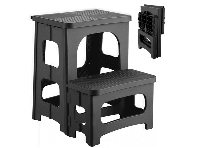 2 Step Stool Foldable, Non-Slip Steps, Folding Step Stool for Adults & Kids, Plastic Stool Pool Ladder, Collapsible Stools 2 Step Ladder for...