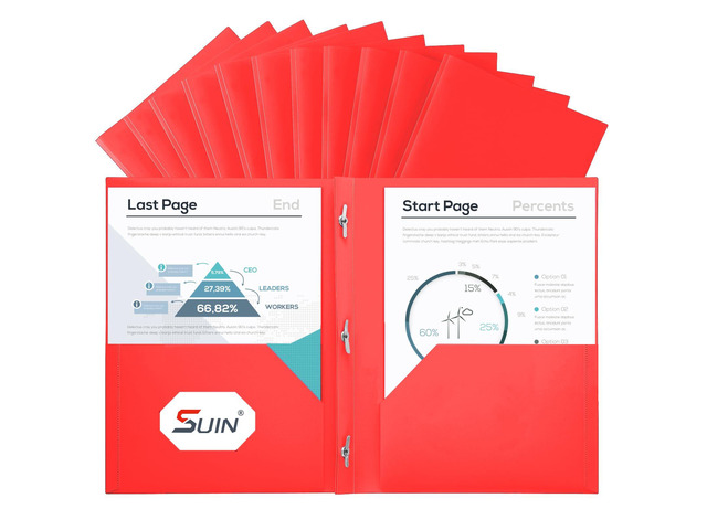 Plastic Project-Folder with 2 Pockets and 3-Prong Fasteners, for US Letter Size, Bulk Pack Color File-Folder for US Letter Size Papers, Ideal for...