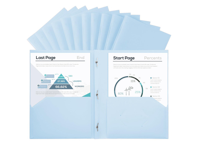 Plastic Project-Folder with 2 Pockets and 3-Prong Fasteners, for US Letter Size, Bulk Pack Color File-Folder for US Letter Size Papers, Ideal for...