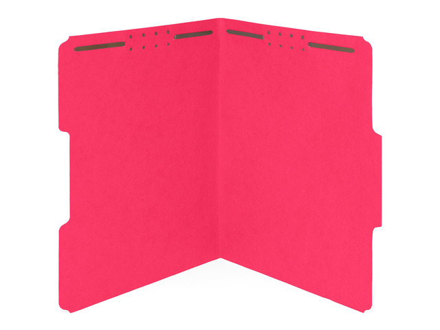 50 Red Fastener File Folders, Letter, 1/3 Cut Tab Durable 11pt Red Paper, Reinforced 1/3 Cut Tabs, 2 Prong Fasteners, Medical, Law Client and...