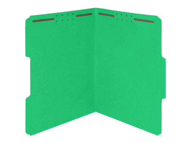 50 Green Fastener File Folders, Letter, 1/3 Cut Tab Durable 11pt Green Paper, Reinforced 1/3 Cut Tabs, 2 Prong Fasteners, Medical, Law Client and...