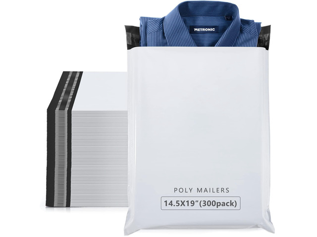 Poly Mailers 14.5x19 Inch 300Pack Large Shipping Bags for Clothing Self Seal Waterproof Shipping Envelopes for Clothes Thick Mailing Packaging Bags...