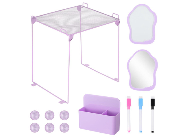Purple Locker Accessories Kit for Girls, Locker Organizer Kit with Locker shelf, Magnetic Mirror and Whiteboard, Pen holder, Magnets, Back to...