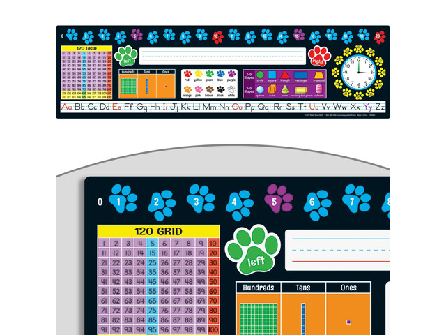 Paw Prints Desktop Reference Nameplates, 24-Pack Ages 5+, Kindergarten+, Self-Adhesive Deluxe Plastic with Letters, Numbers, Colors, 3D Shapes, 120...