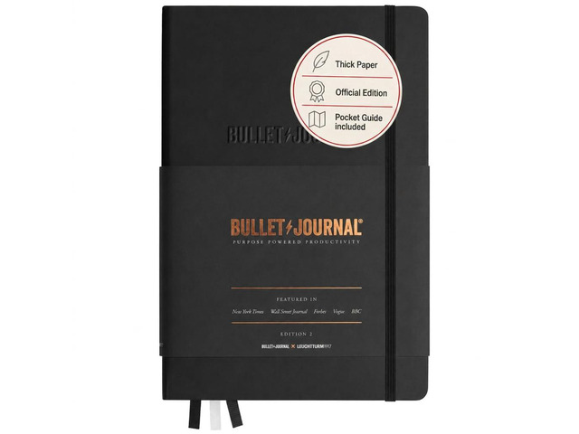 The Official Bullet Journal Edition 2 - Notebook Built for BuJo, Medium A5 204 Pages of 120gsm Paper, With Bujo Pocket Guide (Black)