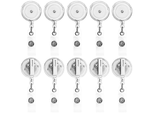 30 Pack Badge Reels Retractable with Swivel Alligator Clip Retractable Badge Holder Reel Clips for Teachers, Students, Office Workers (Translucent...