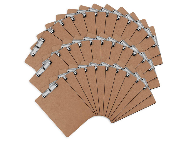 36 Pack Hardboard Clipboards, Low Profile Clip, A4 Letter Size Wood Clipboards, 12.5 x 9 Inch Clip Boards, Fit 8.5x11 Letter Size Paper, Office,...