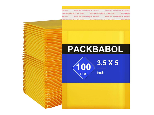 Kraft bubble mailers 3.5x5 Inch 100 Pack,Self-Sealing Paper Envelopes for Packaging,Strong Adhesion Envelope Mailers, Small Waterproof Cushioned...