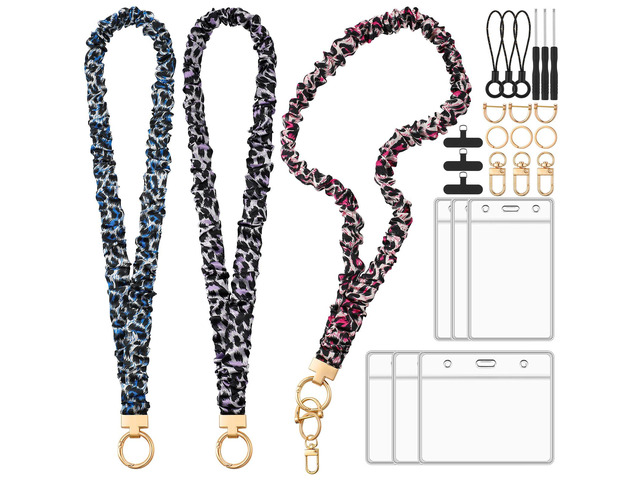 Scrunchie Lanyards for ID Badges, Stretchy Lanyard for Women - Teacher Nurse Neck Lanyard with Card Holder for Office, School, Hospital & Cruise,...
