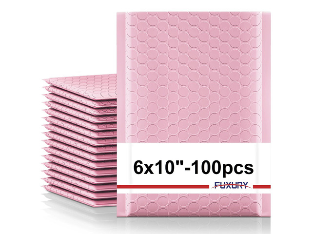 Bubble Mailers 6x10' 100 Pack Light Pink Padded Envelopes Self Seal Usable Size 6x9 Mailing Envelopes Bubble Padded Shipping Bag for...