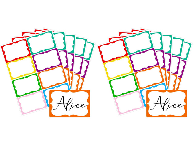 Colored Name Tags,200 Pcs Name Stickers 8 Color Name Tag Sticker for Clothes Gifts, 2'' x 3'' Nametags Stickers for School Office Home (Pack of 2)