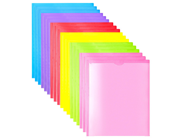 Heavy Duty Plastic Folders with Clear Front Pocket - 18PCS, 3 Pockets Folders with Prongs and Card Slot, for Letter Size Sheets, Bright Colors