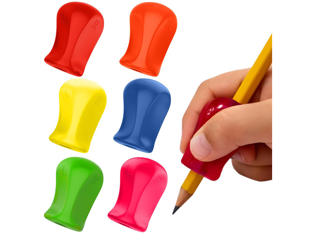 Neon Grippers 6-Pack, Pencil Grips for Kids Handwriting, Ergonomic Pen Holder for Righties & Lefties, Writing Practice for Kids, Toddlers, Adults,...
