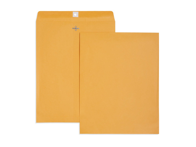 100 11.5' x 14.5' Kraft Clasp Envelopes, Gummed Seal Golden Brown Kraft, Clasp and Gummed, for Mailing Large Documents, Photos, Blueprints, Art
