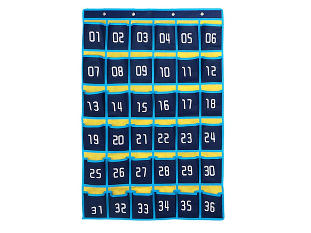 36 Numbered Pockets Classroom Pocket Chart for Cell Phone Holder Wall Door Hanging Pocket Organizer for Phone Calculator Holder, Phone Pouch for...