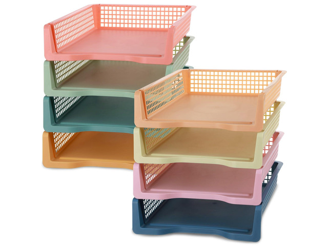 8 Pack Boho Plastic Turn in Paper Trays for Classroom Storage Bin Basket Organizers for School Teacher Supplies Classroom Office Home Organization...